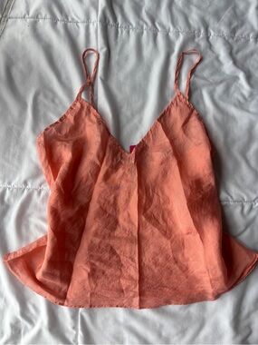 Sunny Leigh Coral-Orange 100% Silk Spaghetti Strap Cami
